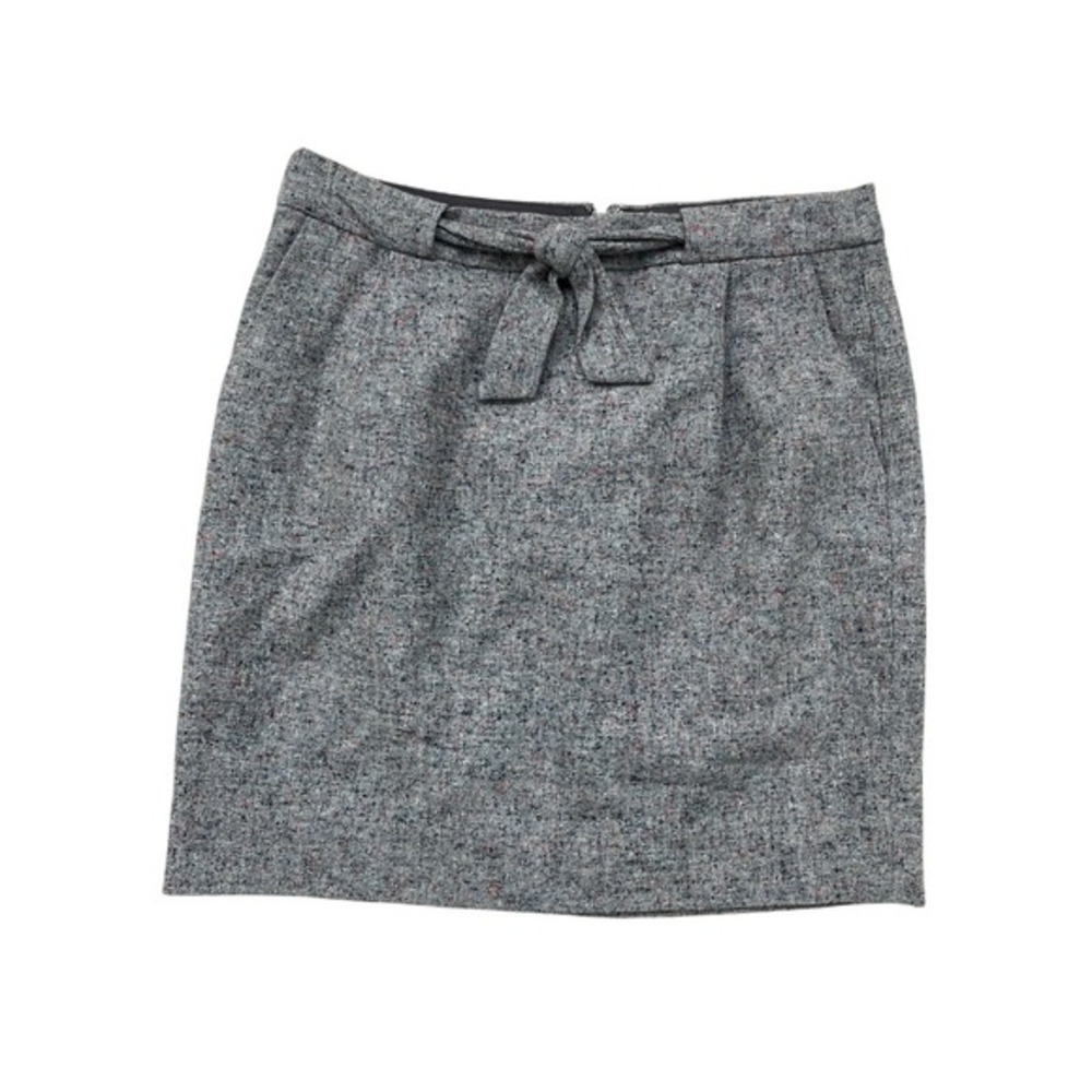 J. Crew Wool Blend Belted Pencil Skirt Gray‎ Red Blue Speckled Women's Size 2